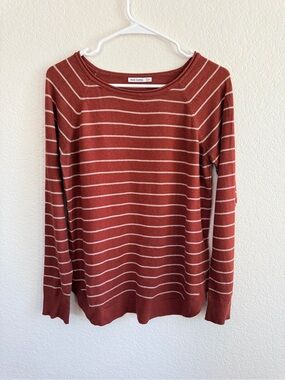 Pink Clover Rust and Cream Striped Crewneck Sweater